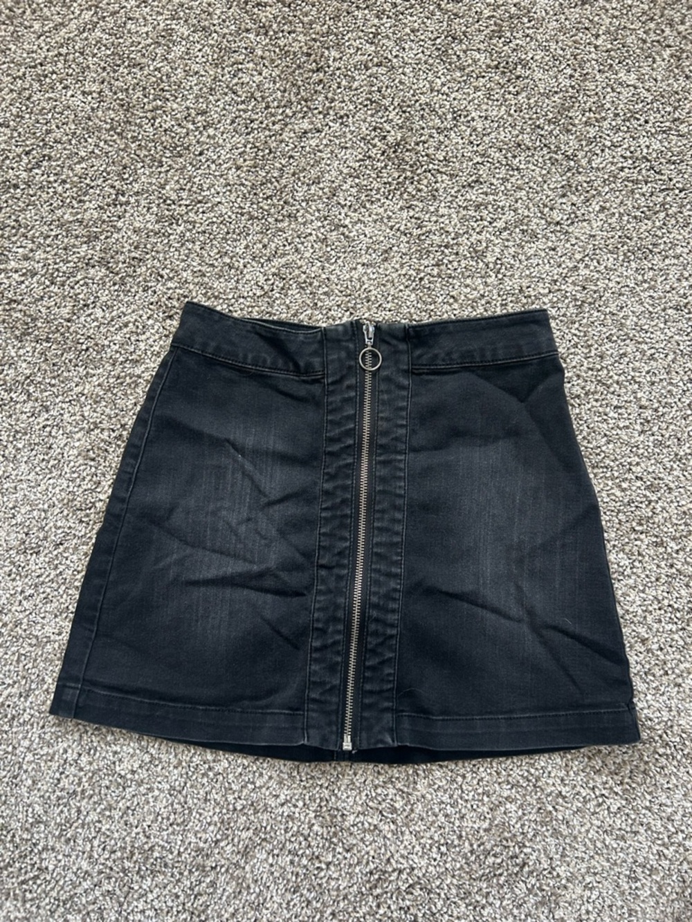 Black Zip-Front Mini Skirt